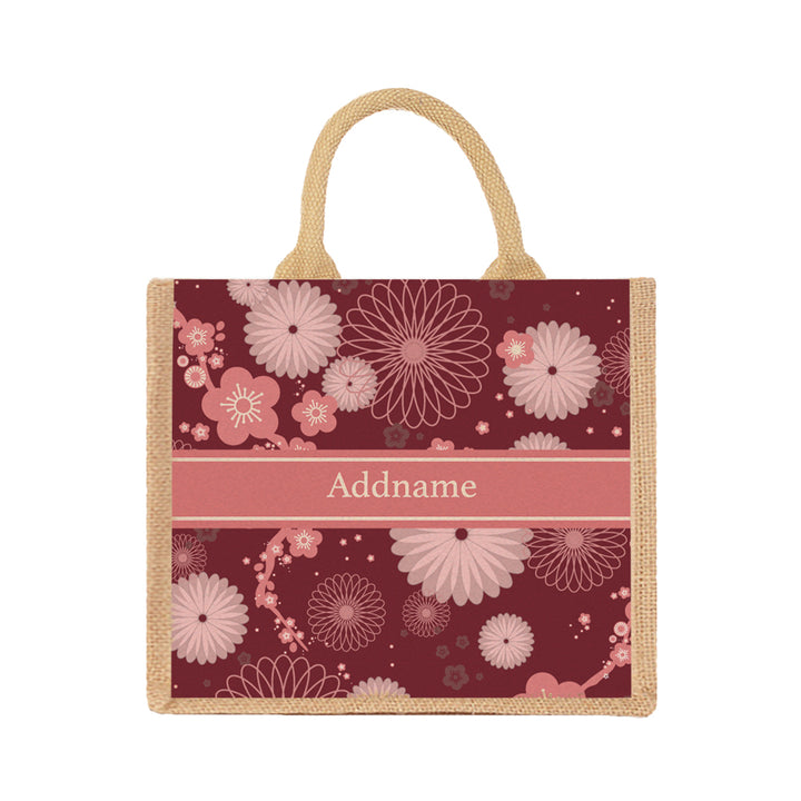 Teezbee.com - Spring Sakura Jute Tote Bag (Natural | Medium)