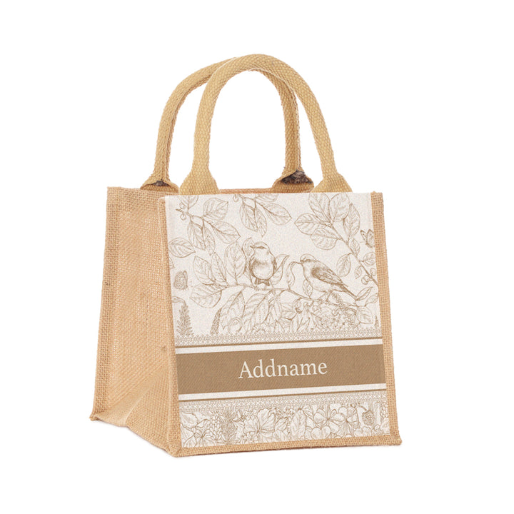 Teezbee.com - Song Birds Artline Series Jute Tote Bag (Small | Natural | Classic)