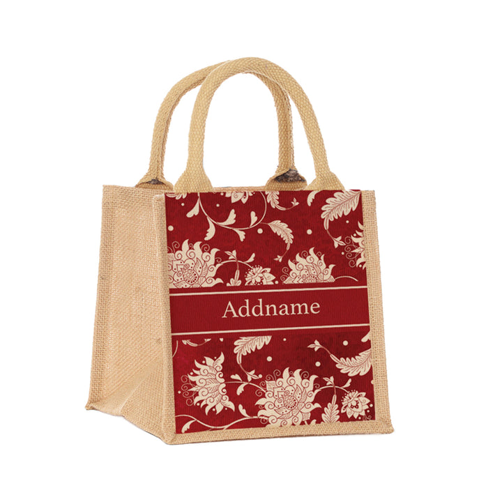 Teezbee.com - Chinese Porcelain Red Jute Tote Bag (Natural | Small)