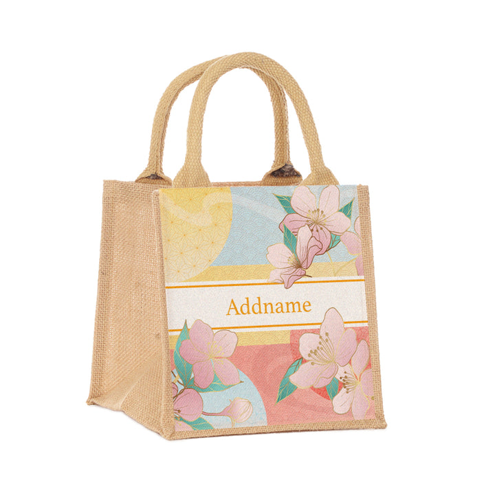 Teezbee.com - Zen Blossom Oriental Series Jute Tote Bag (Small | Natural | Classic)