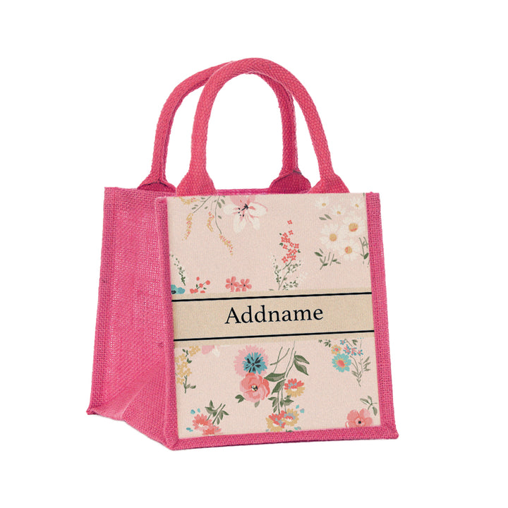 Teezbee.com - Pink Garden Jute Tote Bag (Pink | Small)