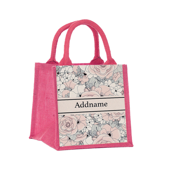 Teezbee.com - Pink Roses Jute Tote Bag (Pink | Small)