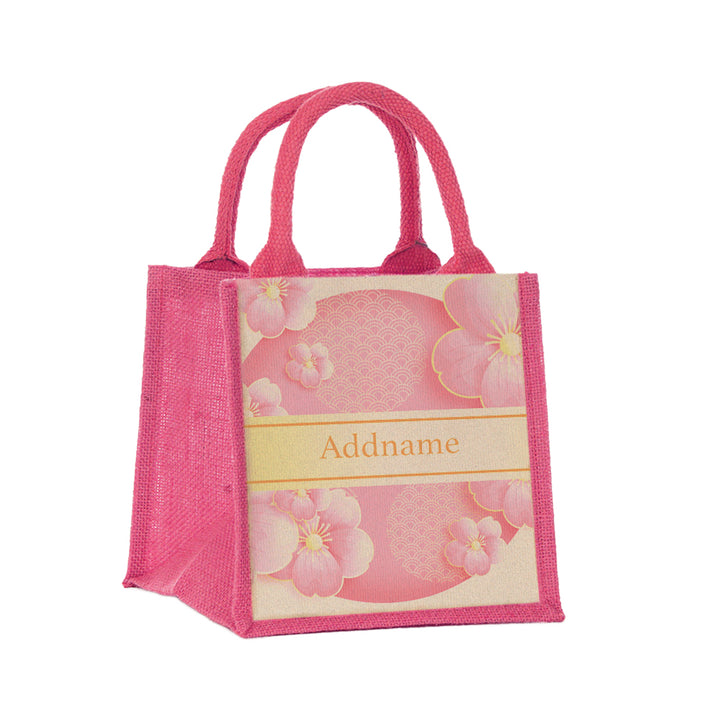 Teezbee.com - Pink Sakura Jute Tote Bag (Pink | Small)