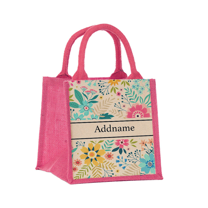 Teezbee.com - Spring Garden Jute Tote Bag (Pink | Small)