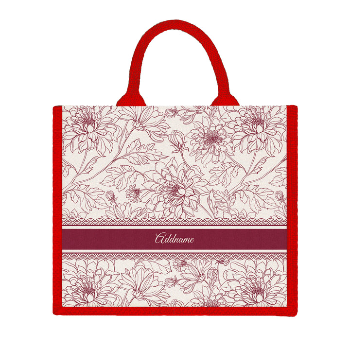 Teezbee.com - Chrysanths Artline Series Jute Tote Bag (Large | Red | Signature)