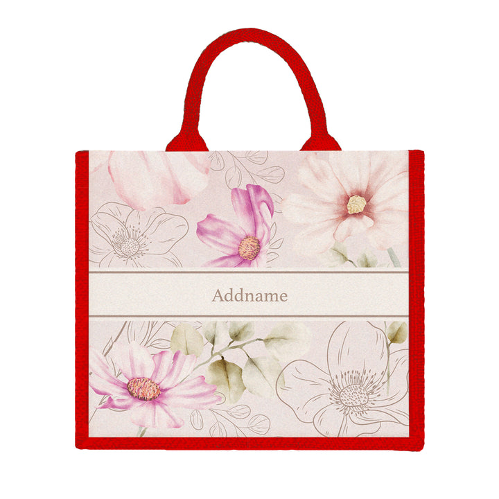 Teezbee.com - Floral Verse Flora Series Jute Tote Bag (Large | Red | Classic)