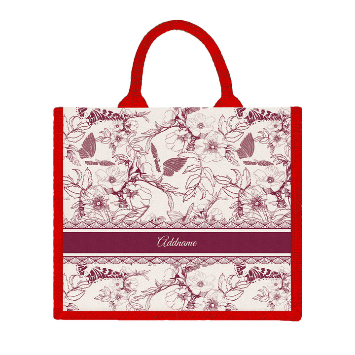 Teezbee.com - Wild Rose Artline Series Jute Tote Bag (Large | Red | Signature)