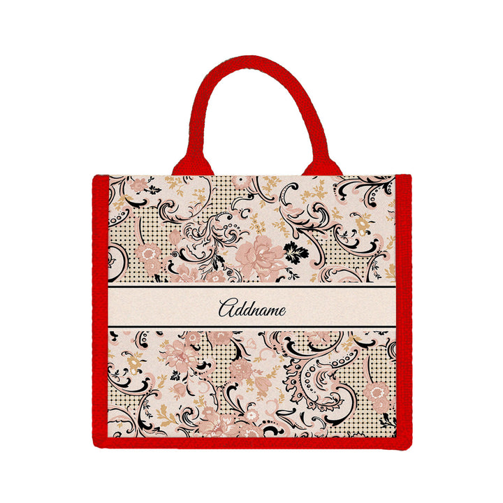 Teezbee.com - Imperial Charm Oriental Series Jute Tote Bag (Medium | Red | Signature)