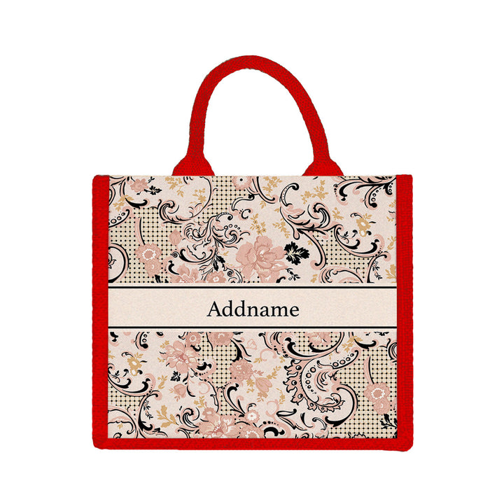 Teezbee.com - Imperial Charm Oriental Series Jute Tote Bag (Medium | Red | Classic)