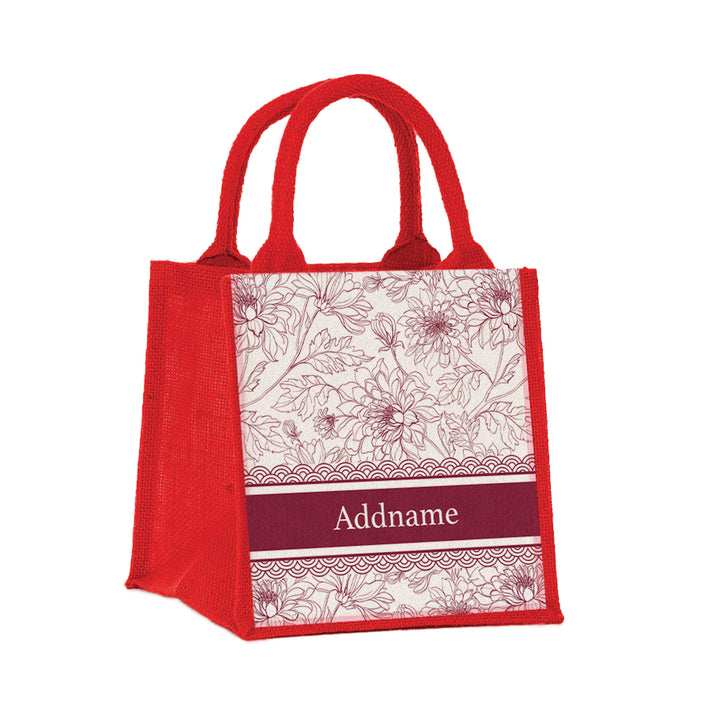 Teezbee.com - Chrysanths Artline Series Jute Tote Bag (Small | Red | Classic)