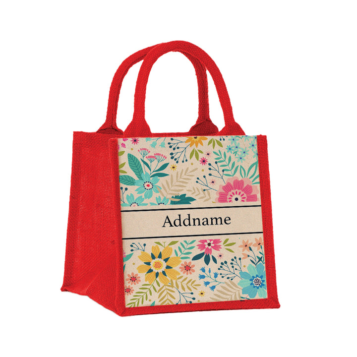 Teezbee.com - Spring Garden Jute Tote Bag (Red | Small)