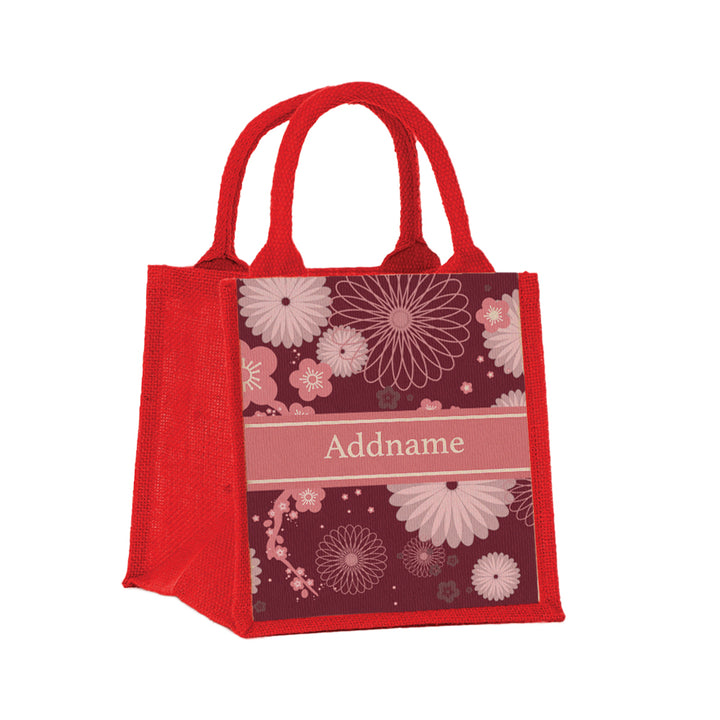 Teezbee.com - Spring Sakura Jute Tote Bag (Red | Small)