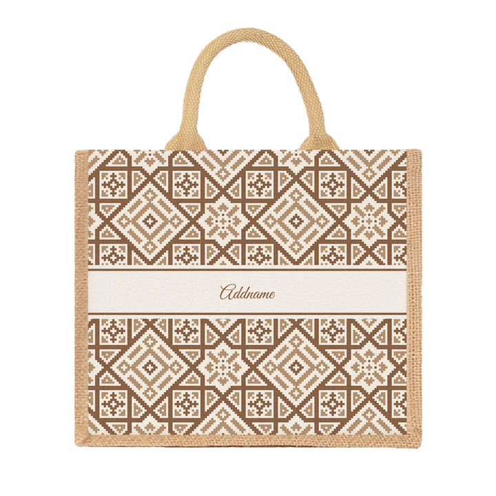 Teezbee.com - Aztec Moroccan & Mosaic Series Jute Tote Bag (Large | Natural | Signature)
