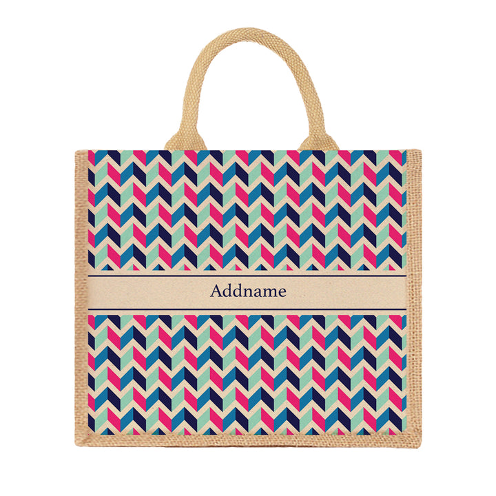 Teezbee.com - Retro Zigzag Jute Tote Bag (Natural | Large)