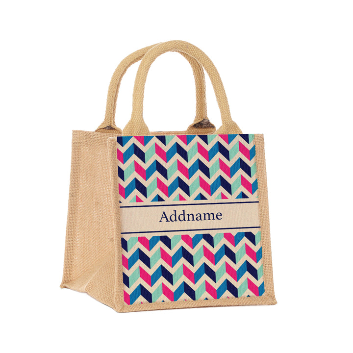 Teezbee.com - Retro Zigzag Jute Tote Bag (Natural | Small)