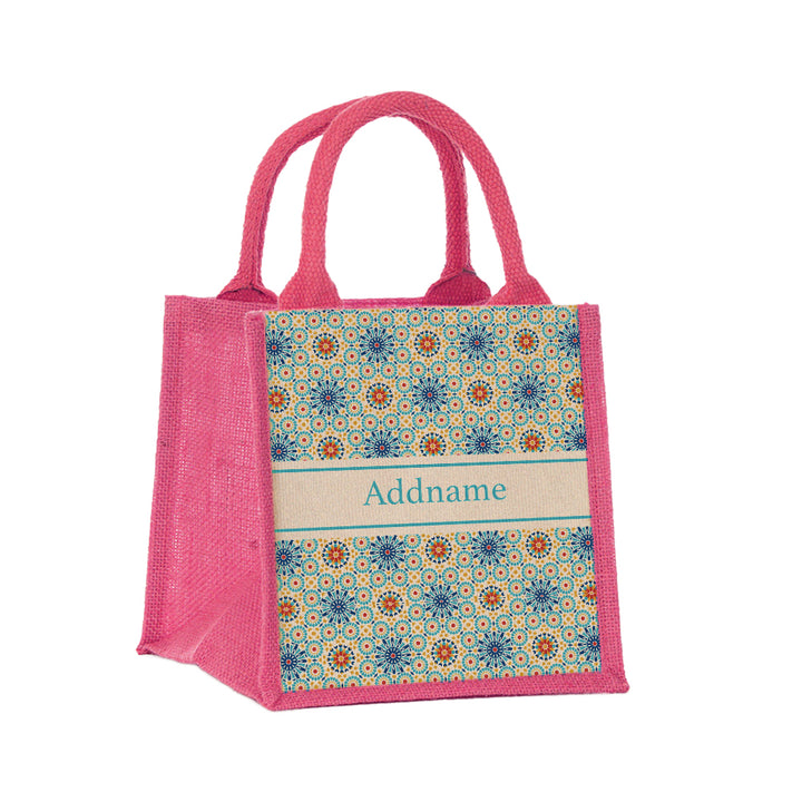 Teezbee.com - Arabesque Mandala Jute Tote Bag (Pink | Small)