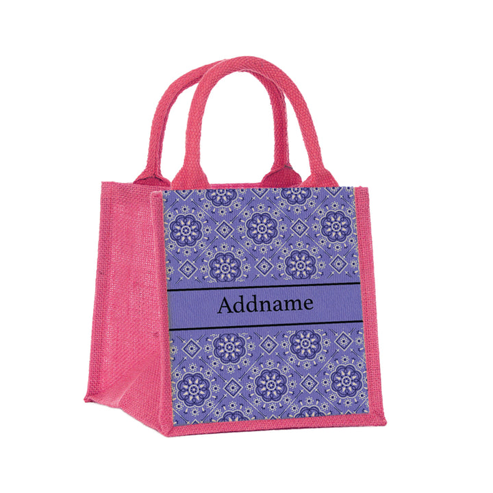 Teezbee.com - Mosaic Ornament Purple Jute Tote Bag (Pink | Small)