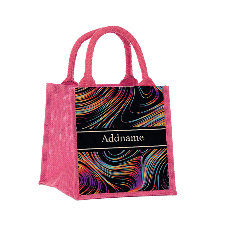 Teezbee.com - Spectrum Rainbow Jute Tote Bag (Pink | Small)