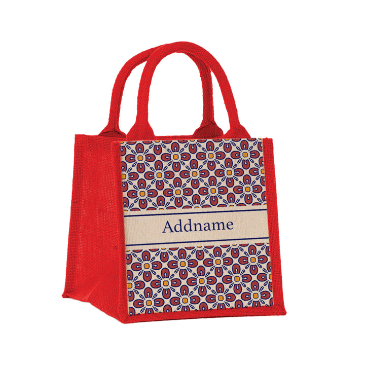 Teezbee.com - Moroccan Aegean Red Jute Tote Bag (Red | Small)