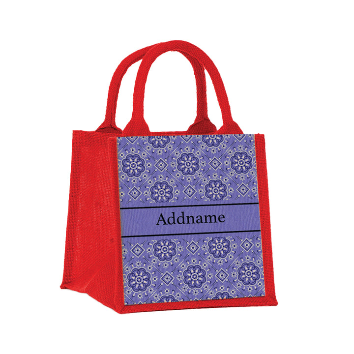 Teezbee.com - Mosaic Ornament Purple Jute Tote Bag (Red | Small)