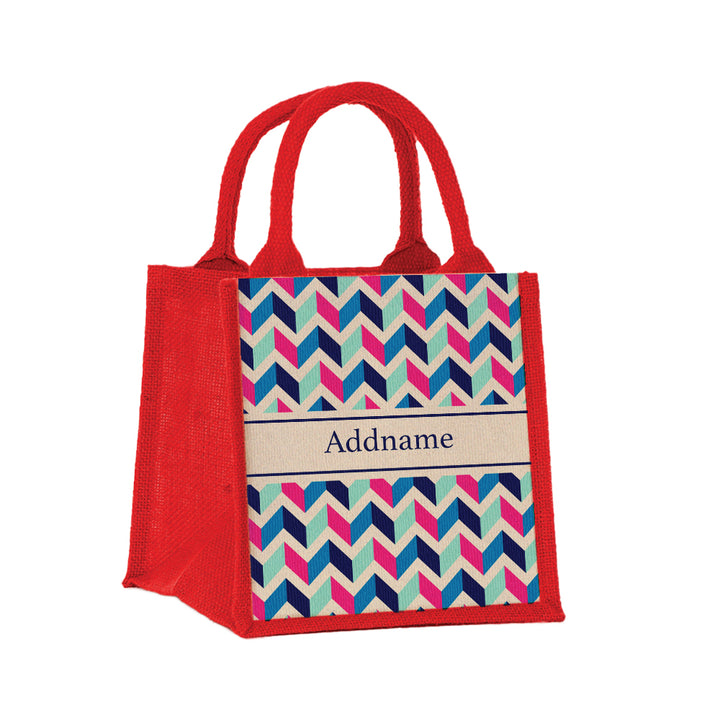 Teezbee.com - Retro Zigzag Jute Tote Bag (Red | Small)