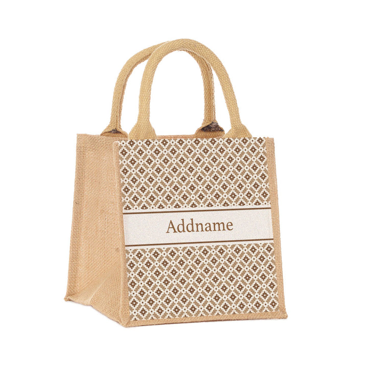 Teezbee.com - Zellige Moroccan & Mosaic Series Jute Tote Bag (Small | Natural | Classic)