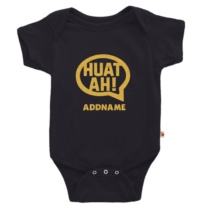 Teezbee.com - HUAT AH Text - Romper (Black)