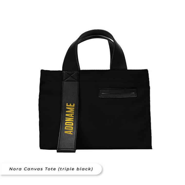 Teezbee.com - Nora Canvas Tote Bag (Triple Black) Gold Font