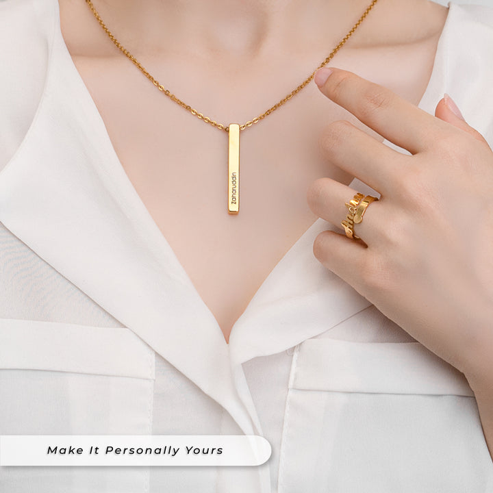 Teezbee.com - Yours Truly Vertical Bar Necklace
