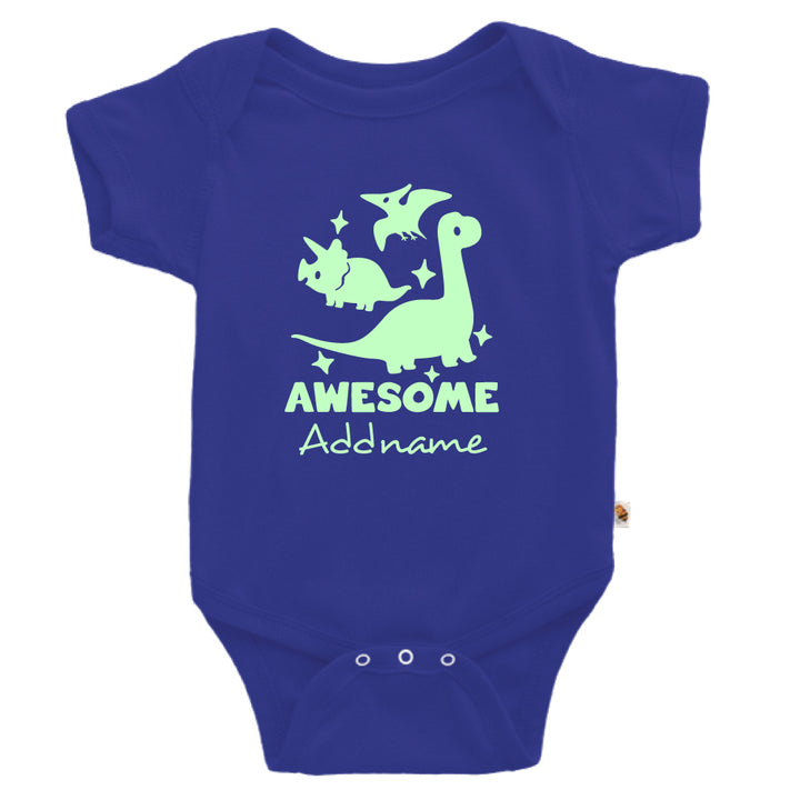 Teezbee.com - Awesome Dinosaurs Glow in the Dark - Romper (Blue)