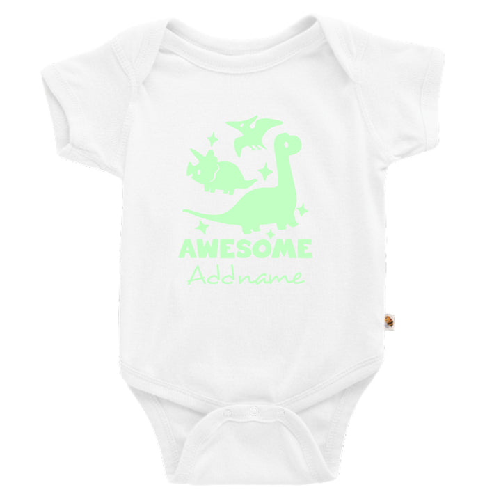 Teezbee.com - Awesome Dinosaurs Glow in the Dark - Romper (White)