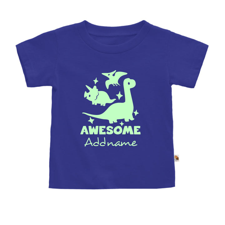 Teezbee.com - Awesome Dinosaurs Glow in the Dark - Kids-T (Blue)