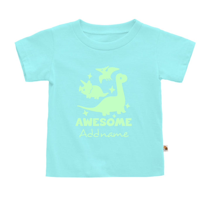 Teezbee.com - Awesome Dinosaurs Glow in the Dark - Kids-T (Light Blue)