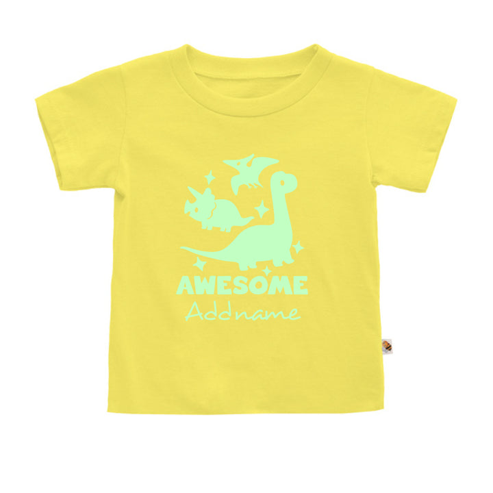 Teezbee.com - Awesome Dinosaurs Glow in the Dark - Kids-T (Light Yellow)