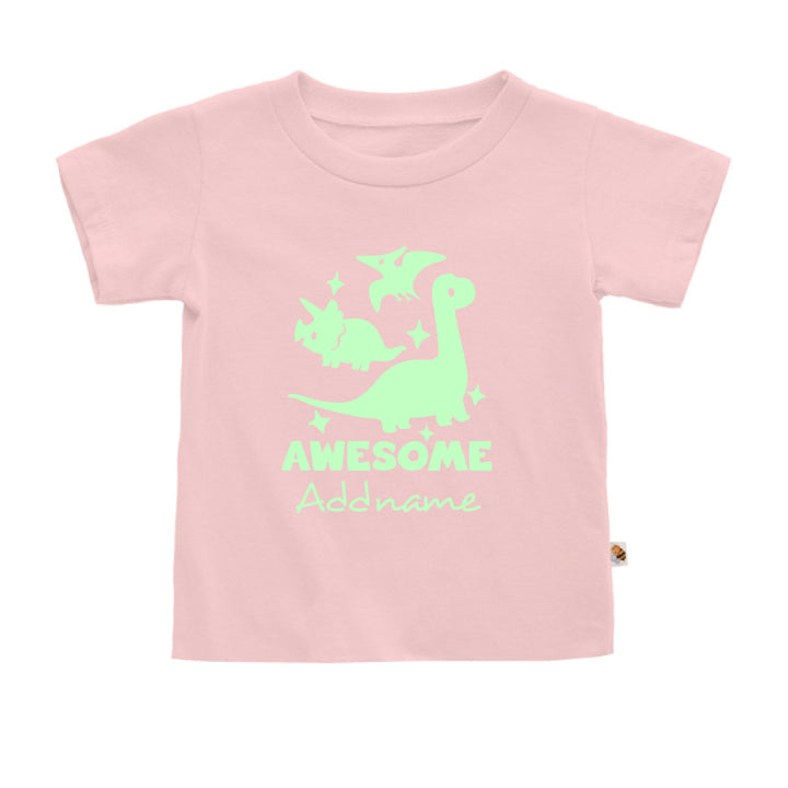 Teezbee.com - Awesome Dinosaurs Glow in the Dark - Kids-T (Pink)