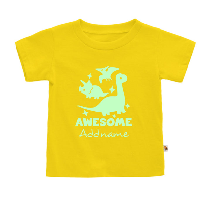 Teezbee.com - Awesome Dinosaurs Glow in the Dark - Kids-T (Yellow)