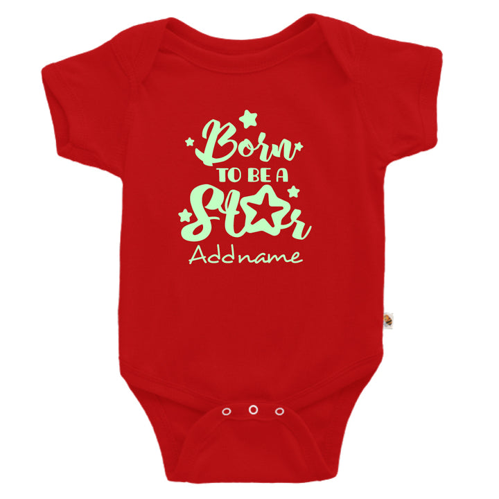 Teezbee.com - Born To Be A Star Glow in the Dark - Romper (Red)