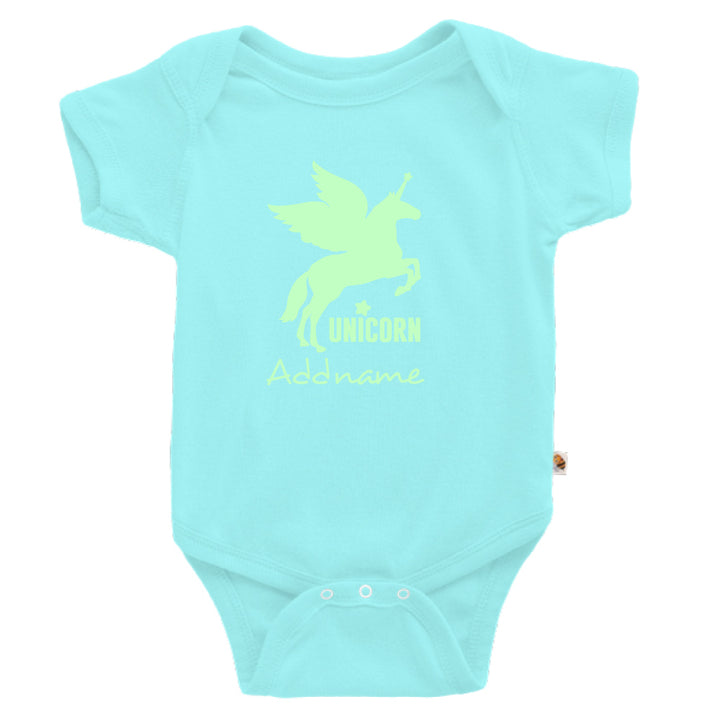 Teezbee.com - Im A Unicorn Glow in the Dark - Romper (Light Blue)