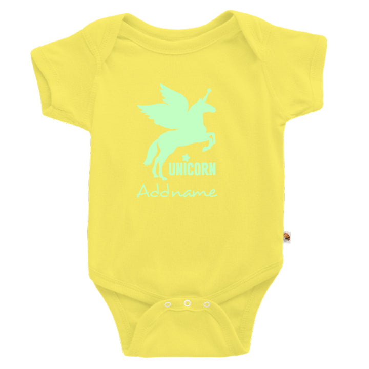 Teezbee.com - Im A Unicorn Glow in the Dark - Romper (Light Yellow)