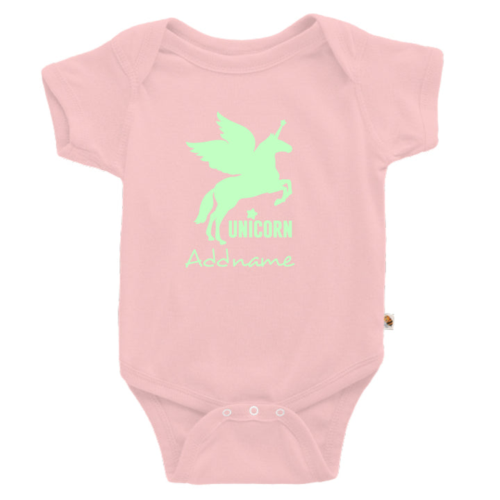 Teezbee.com - Im A Unicorn Glow in the Dark - Romper (Pink)