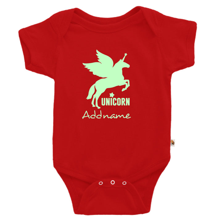 Teezbee.com - Im A Unicorn Glow in the Dark - Romper (Red)