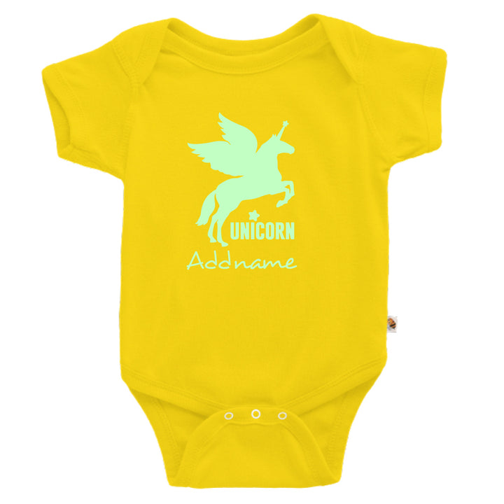 Teezbee.com - Im A Unicorn Glow in the Dark - Romper (Yellow)