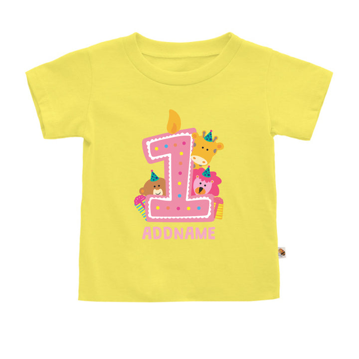 Teezbee.com - Cute Birthday Animal Pink - Kids-T (Light Yellow)