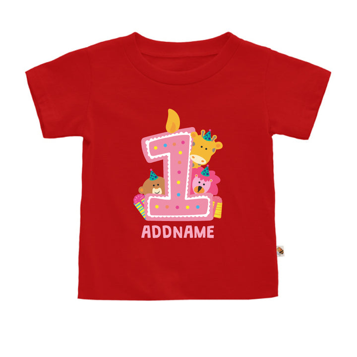 Teezbee.com - Cute Birthday Animal Pink - Kids-T (Red)