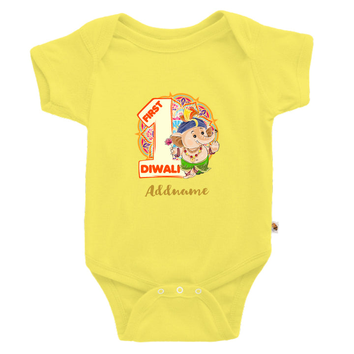 Teezbee.com - 1st Diwali Baby Ganesha - Romper (Light Yellow)