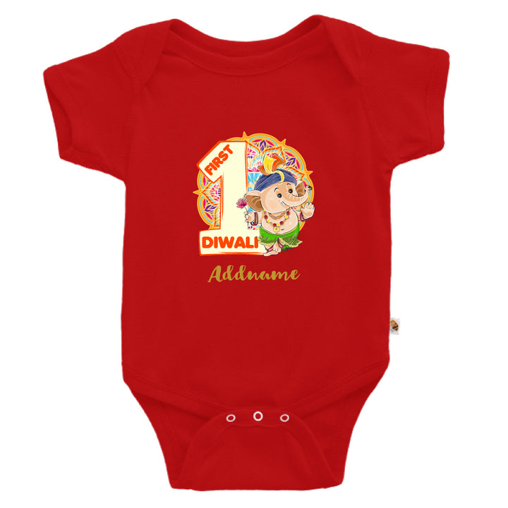 Teezbee.com - 1st Diwali Baby Ganesha - Romper (Red)