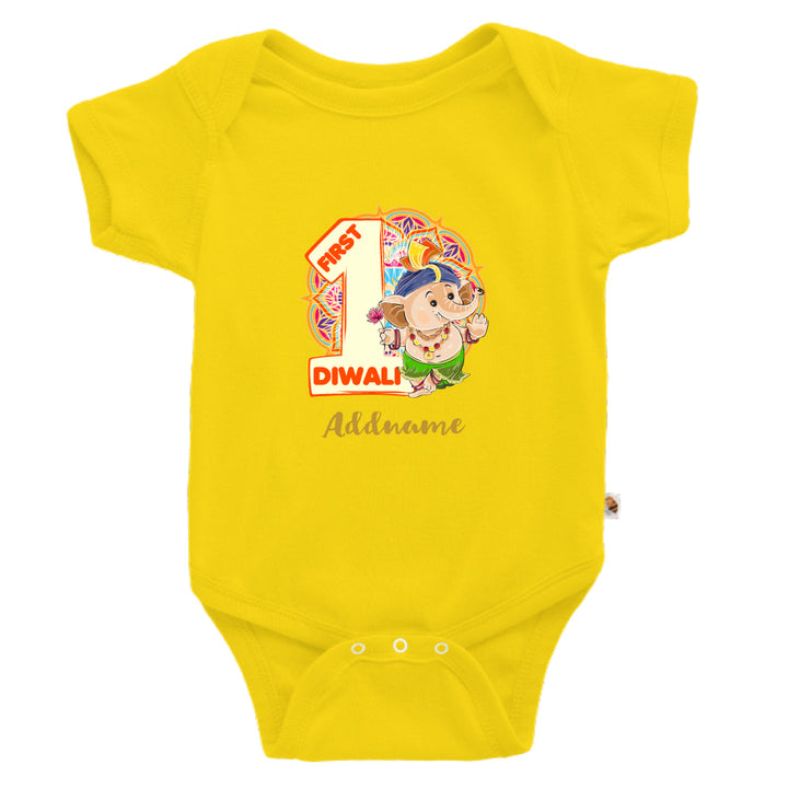 Teezbee.com - 1st Diwali Baby Ganesha - Romper (Yellow)