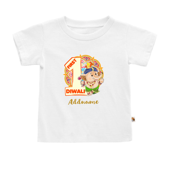 Teezbee.com - 1st Diwali Baby Ganesha - Kids-T (White)