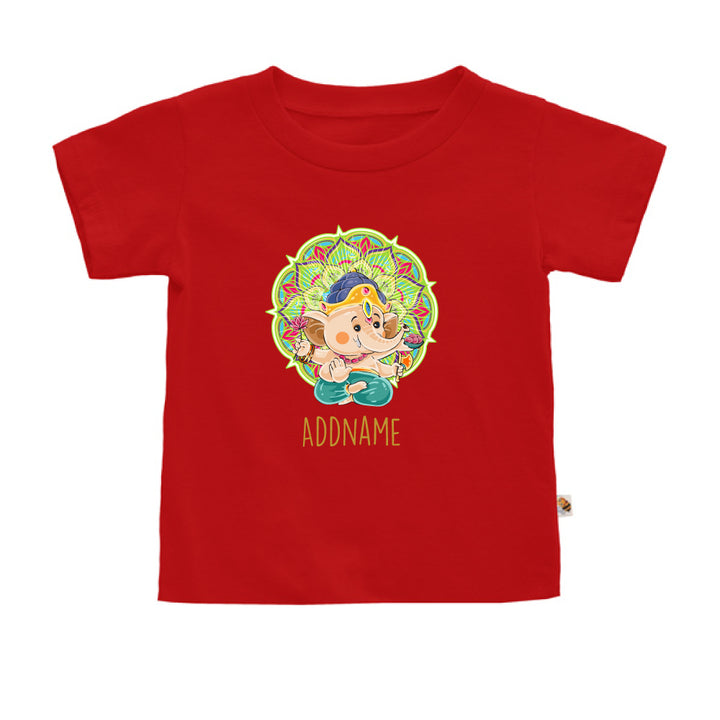 Teezbee.com - Baby Ganesha Diwali Lotus Modaka - Kids-T (Red)