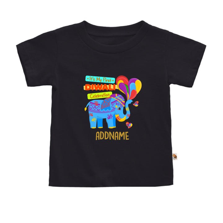 Teezbee.com - 1st Diwali Blue Elephant - Kids-T (Black)